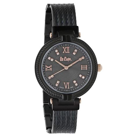 Buy Online Lee Cooper Quartz Analog Black Dial Metal Strap Watch for ...