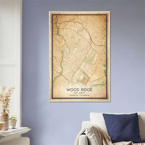 Vintage Wood Ridge New Jersey Map Poster, Wood Ridge NJ City Road Wall ...