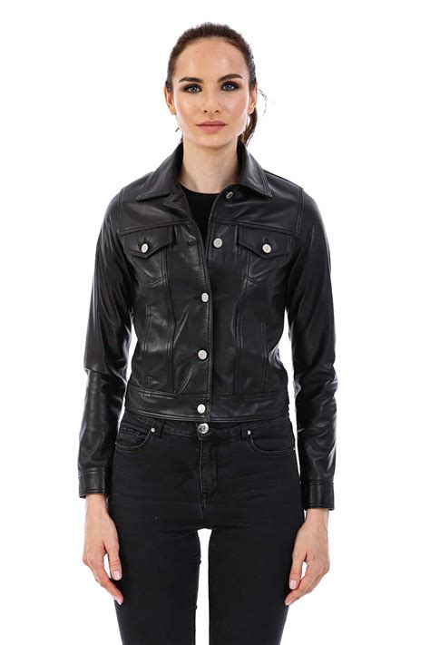 Women's 100 % Real Black Leather Eva Bomber Jacket