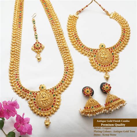 Attractive Gold Plated Laxmi Design Haram Set – Look Ethnic