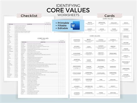 Image result for Identifying Core Values Worksheet
