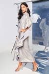 Buy Silver Lycra Tassels, Crystals Collared Embroidered Kaftan For ...