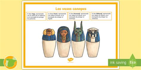 Póster: Los vasos canopes - El antiguo Egipto - Twinkl