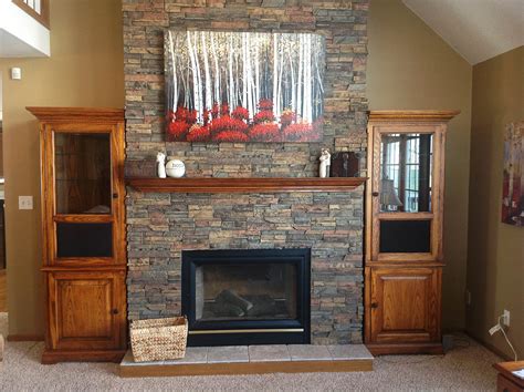 Stacked Stone Fireplace Facade