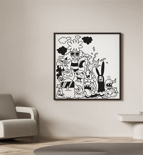 Dizzy Doodlescape B&W Doodle Art Painting Decor – Asianmonk