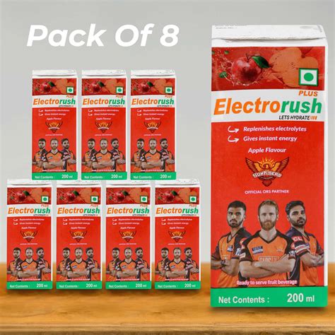 Buy ELECTRORUSH PLUS APPLE HEALTH DRINK TETRAPACK PACK OF 8 (200 ML ...