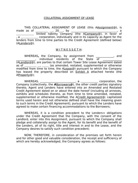 collateral assignment create Doc Template | pdfFiller