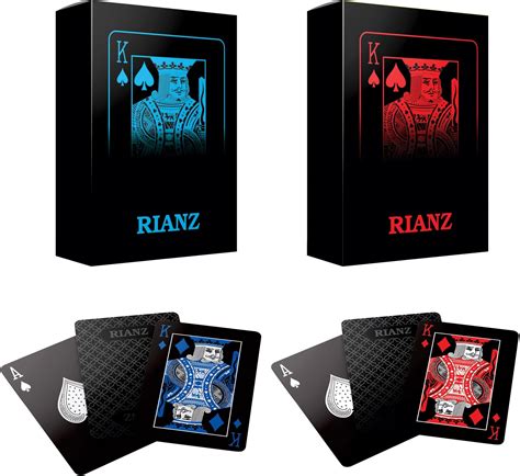RIANZ Waterproof Black Poker Size Playing Cards with UV Print on Back ...