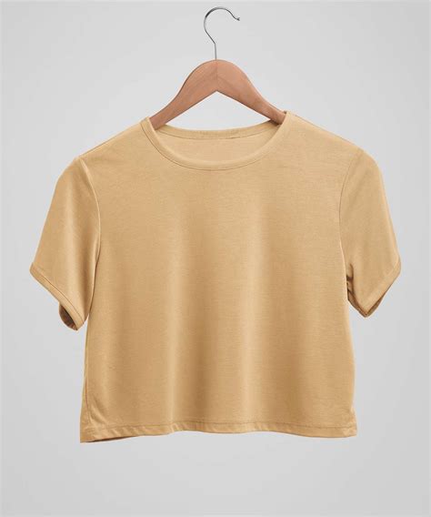 Comfort Fit Crop top -Light brown