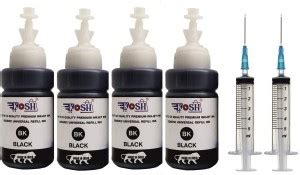 Kosh Refill Black ink Compatible For HP With (70ml X 4 ) &2 Syringe ...
