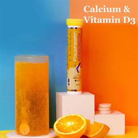 Fixuphealth Calcium 500mg and Vitamin D3 Effervescent Tablets Orange F ...