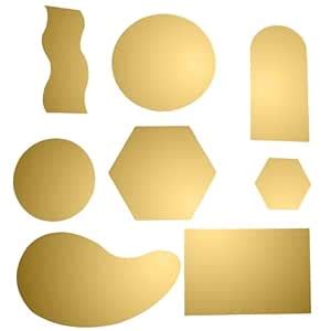 Buy Shauq 8 pcs Golden Acrylic Mirror Reflection Board Geometric Shape ...