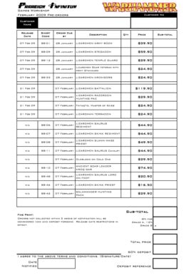 Fillable Online Store Order Form - GW 2009-01 Lizard.xlsx - Paradigm ...