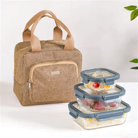 Multipurpose Thermal Insulated Jute Lunch Bag Beige Online - Premium ...
