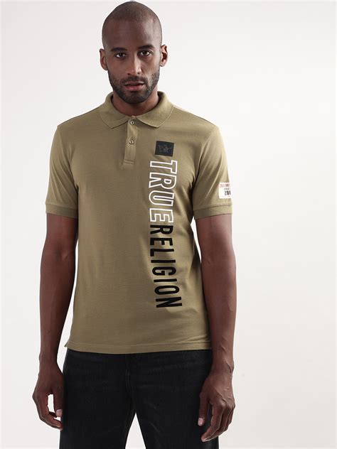Shop True Religion Martini Olive Logo Regular Fit Polo T-Shirt Online ...