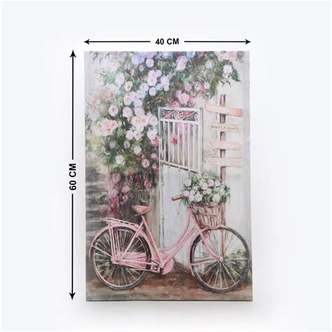Buy Brezza Set of 2 Canvas Flower and Bicycle Printed Picture Frames ...