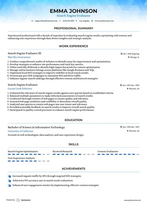 10+ Search Engine Evaluator Resume Samples & Templates for 2025