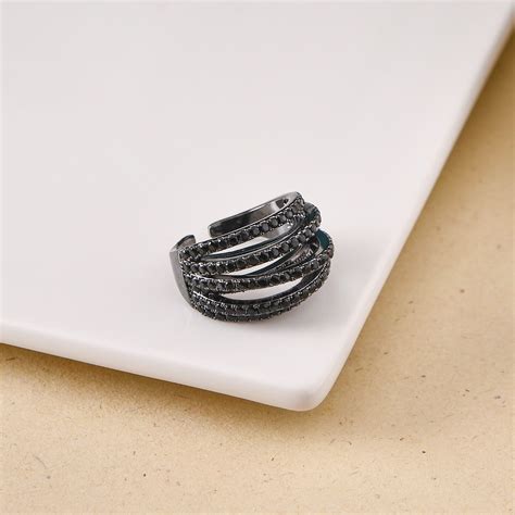 Ring Online - Premium Sculpted Layers Oxidised Silver Ring | Nestasia