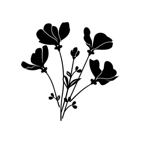 Silueta preta de flores | imagem Premium gerada com IA