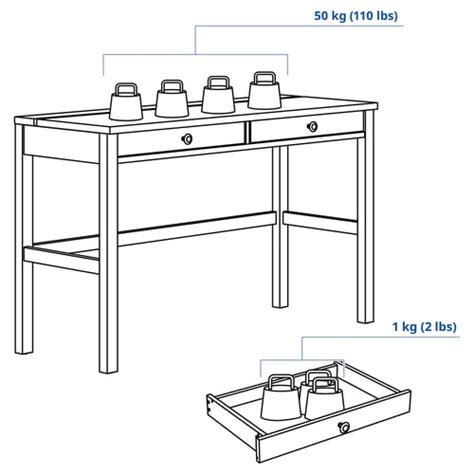 HEMNES desk with 2 drawers, white stain/light brown, 120x47 cm (471 ...