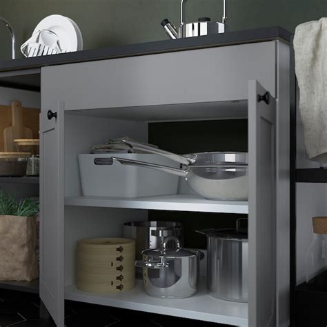 ENHET base cabinet for hob w door, white/grey frame, 80x62x75 cm (311 ...