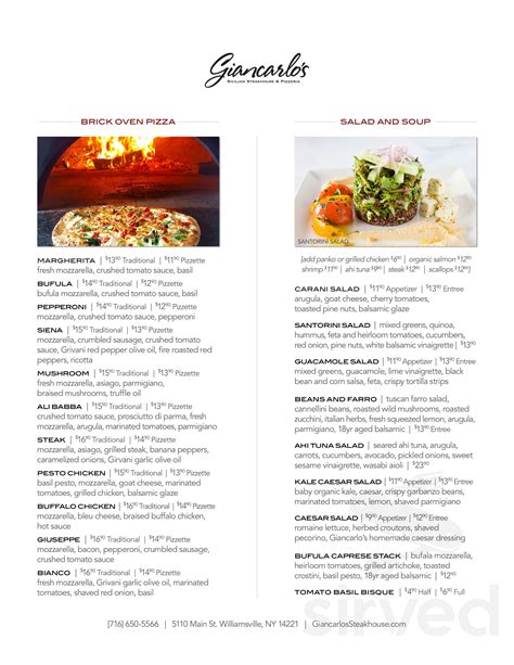 Giancarlo's Sicilian Steakhouse menu in Williamsville, New York, USA