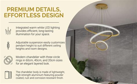 Buy Avior 3 Ring Chandelier Light, Jhumar Light for Hall Ceiling ...