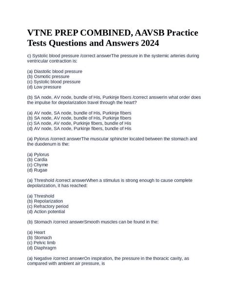 VTNE PREP COMBINED, AAVSB Practice Tests Questions and Answers 2024 ...