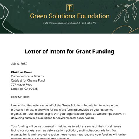Letter Of Intent For Grant Funding Exley - Infoupdate.org