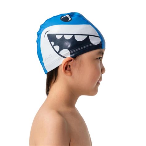 Adult Swimming Cap Silicone Mesh 56-60 Cm Print Shark