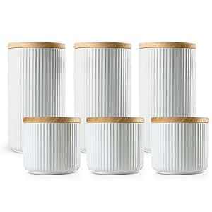 Buy Anko Ribbed Kitchen Canister Container-Pack of 6|3 Large (800mL ...