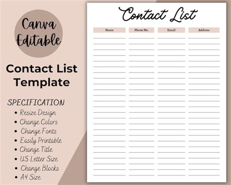 Image result for Phone List Printable