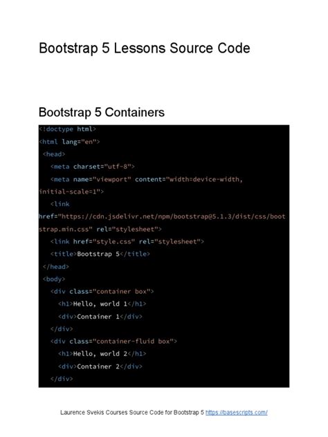 Image result for Bootstrap Basic Code