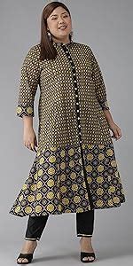 Yash Gallery Women's Cotton Slub Ikat Printed Flared Regular Fit Kurta ...