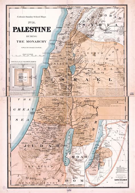 Large scale detailed old map of Palestine during the monarchy - 1895 | Palestine | Asia ...
