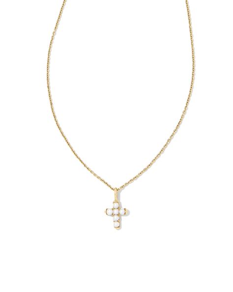 Pearl 14k Yellow Gold Cross Pendant Necklace in Freshwater Cultured ...
