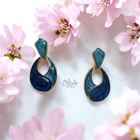 The Enamel Drops - Korean Designs Earrings - Olive Jewellery