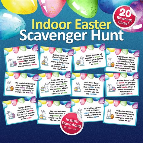 Indoor easter scavenger hunt easter riddles easter games easter ...