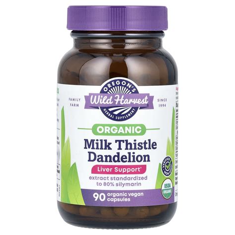 Oregon's Wild Harvest, Organic Milk Thistle Dandelion, 90 Organic Vegan ...