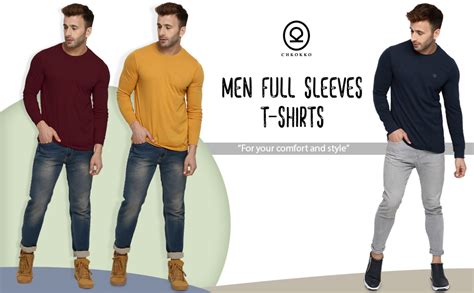 CHKOKKO Cotton Casual Regular Fit Round Neck Full Sleeve Tshirts for ...