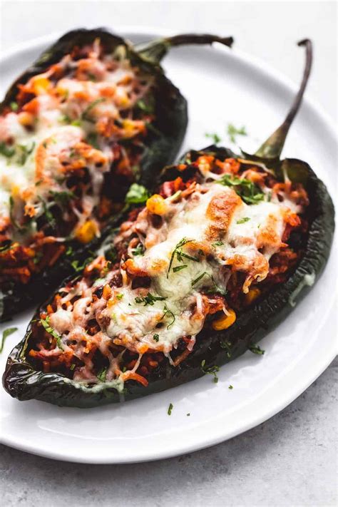 Easy, baked Southwest Stuffed Poblano Peppers with ground beef (or ...