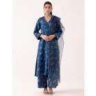 Magenta Printed Cotton Silk Kurta with Palazzo - Set of 2