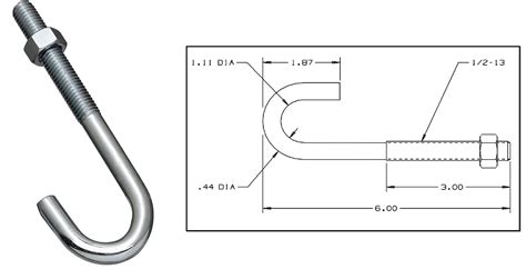 Buy the National 232975 Zinc J Bolt, 1/2" x 6" | Hardware World
