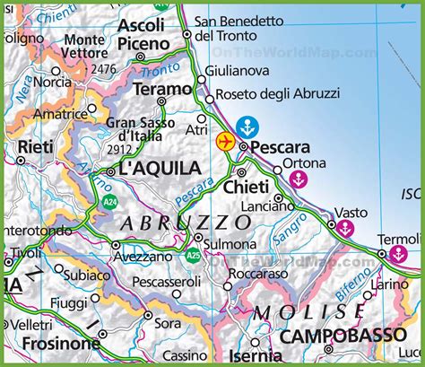 Large map of Abruzzo - Ontheworldmap.com