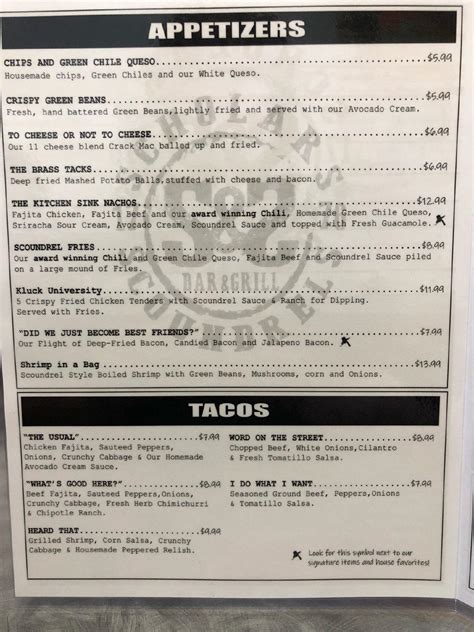 Menu at Scholars and Scoundrels pub & bar, Katy