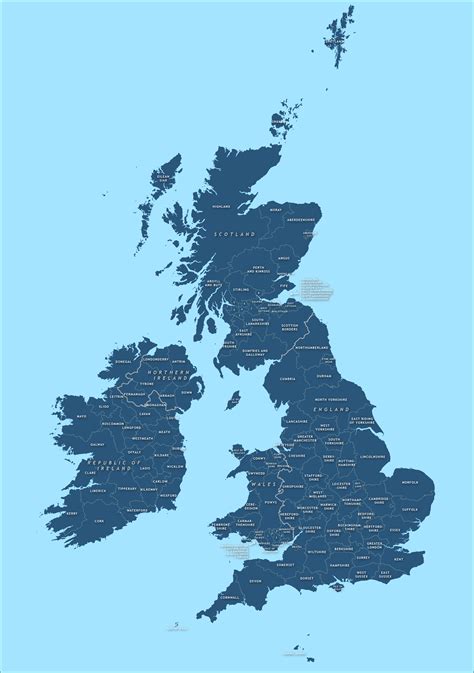 County map of Britain and Ireland - royalty free vector map - Maproom