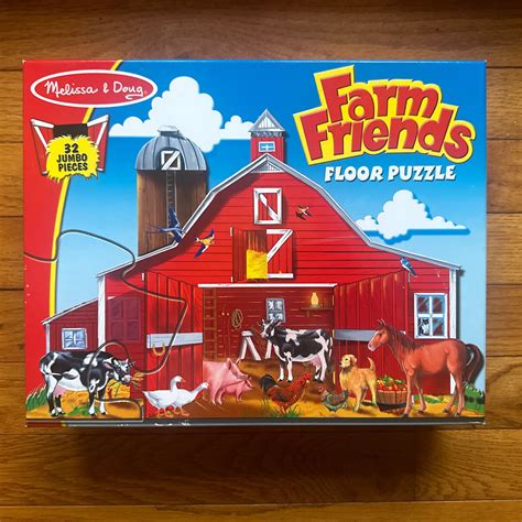 Melissa & Doug FLOOR PUZZLE “Farm Friends” 32 PC 2 x 3 ft Cows Pigs ...
