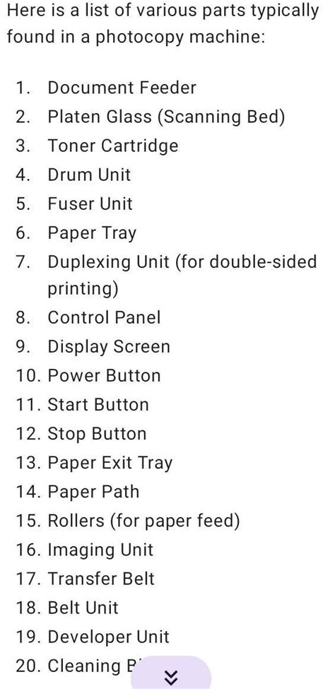 List of various parts of a photocopy machine - Brainly.in