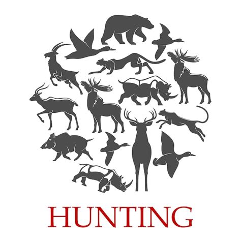 Affiche de sport de chasse de forêt et d'animal africain | Vecteur Premium
