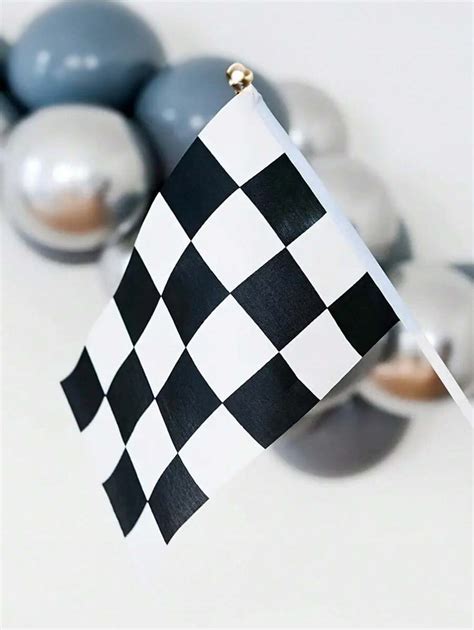 12/16/20/24pcs Black And White Checkered Flag Racing Car Flag With ...